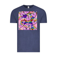 Vintage Denim pride heart seamless pattern Vintage Tee - FaDigitalArtStudio