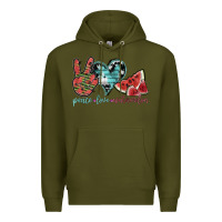 Army Green peace love watermelon Premium Hoodie - SublimationCraftShop