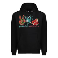 Black peace love watermelon Premium Hoodie - SublimationCraftShop
