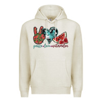 Oatmeal Heather peace love watermelon Premium Hoodie - SublimationCraftShop
