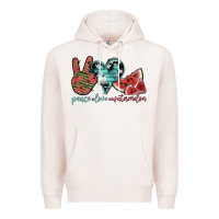 Pale Pink peace love watermelon Premium Hoodie - SublimationCraftShop