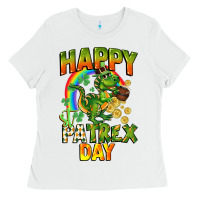 White Happy St. Patrex Day Ladies Tee - CowGirlArtShop