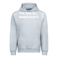 Heather Grey we are all immigrants Urban Hoodie - linhVisuals