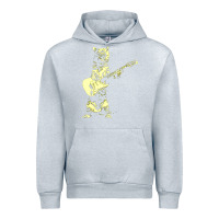 Heather Grey cat playing guitar Urban Hoodie - linhVisuals