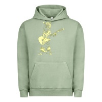 Pigment Oil Green cat playing guitar Urban Hoodie - linhVisuals