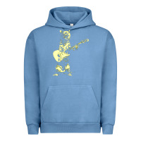 Pigment Pebble Blue cat playing guitar Urban Hoodie - linhVisuals