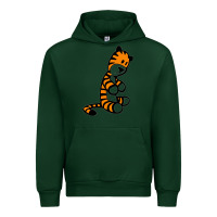 Forest Green Calvin Bill Watterson Urban Hoodie - linhVisuals