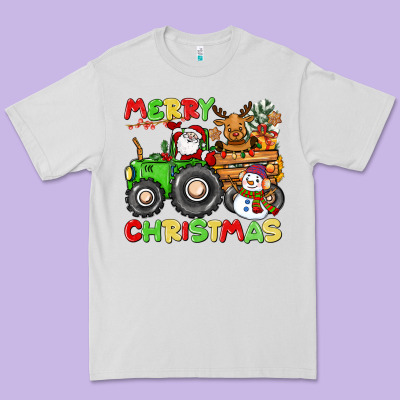Merry Christmas Crew Tractor Premium Tee Designed By Cowgirlartshop