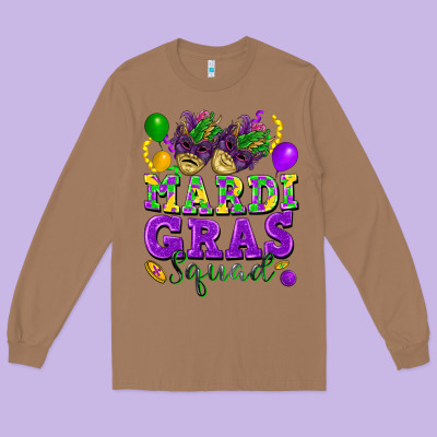 Mardi Gras Squad Long Sleeve Tee Designed By Fadigitalartstudio