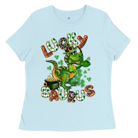 Baby Blue Lucky Saurus Ladies Tee - CowGirlArtShop