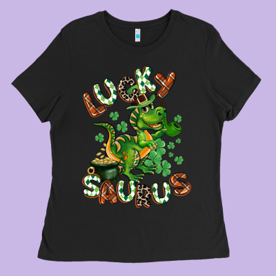 Lucky Saurus Ladies Tee Designed By Cowgirlartshop
