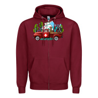 Burgundy lvn nurse truck with cactus and sunflowers Zipper Hoodie - AdoDesignShop