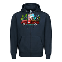Navy lvn nurse truck with cactus and sunflowers Zipper Hoodie - AdoDesignShop