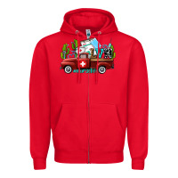 Red lvn nurse truck with cactus and sunflowers Zipper Hoodie - AdoDesignShop