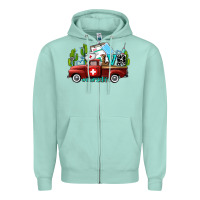 Seafoam lvn nurse truck with cactus and sunflowers Zipper Hoodie - AdoDesignShop