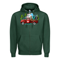 Sports Green lvn nurse truck with cactus and sunflowers Zipper Hoodie - AdoDesignShop
