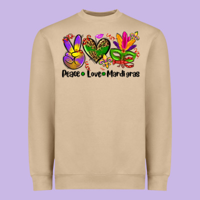 Peace Love  Mardi Gras Heavyweight Sweatshirt Designed By Adodesignshop