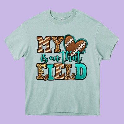 My Heart Is On That Field American Football Heavy Core Tee Designed By Jasminsmagicworld