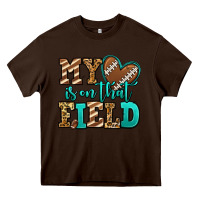 Chocolate Brown my heart is on that field american football Heavy Core Tee - Jasminsmagicworld