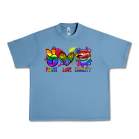 Pebble Blue Peace love equality Urban Heavy Tee - FaDigitalArtStudio