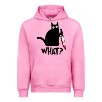 Fuchsia Pink Halloween Cat With Knife What Urban Hoodie - linhVisuals
