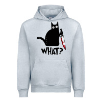 Heather Grey Halloween Cat With Knife What Urban Hoodie - linhVisuals