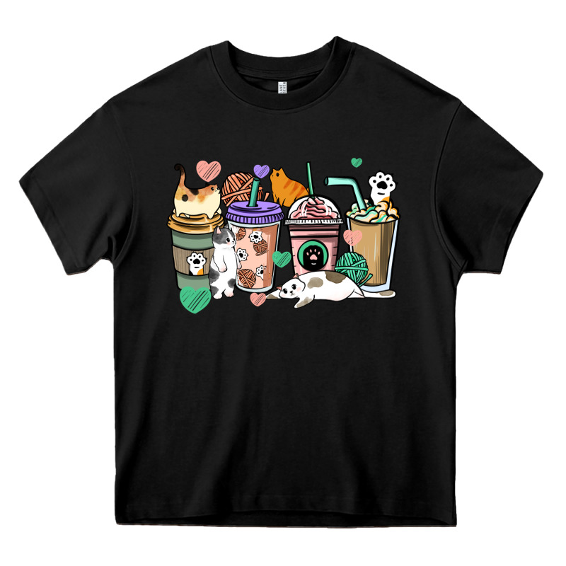 Cat Coffee Cups Heavy Core Tee by HowdyJamesFarm | Teevron