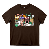 Chocolate Brown Cat coffee cups Heavy Core Tee - HowdyJamesFarm
