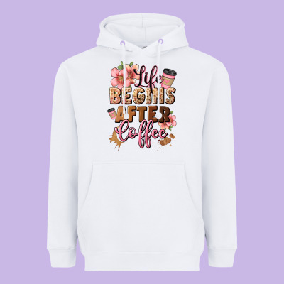 Life Begins After Coffee Heavyweight Hoodie Designed By Jahusdesignshop