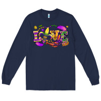 Navy love mardi gras Long Sleeve Tee - FaDigitalArtStudio