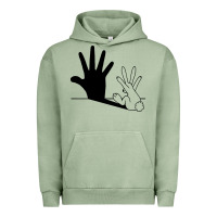 Pigment Oil Green rabbit hand shadow Urban Hoodie - linhVisuals