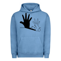 Pigment Pebble Blue rabbit hand shadow Urban Hoodie - linhVisuals