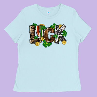 Western Luck St. Patrick's Day Ladies Tee Designed By Cowgirlartshop