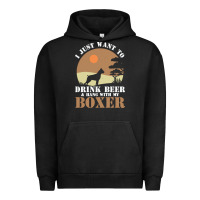 Pigment Black boxer beer dog lover t  shirt boxer beer dog lover t  shirt Urban Hoodie - linhVisuals