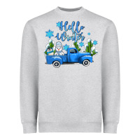 Heather Grey hello winter with sniwman and  truck Heavyweight Sweatshirt - AdoDesignShop