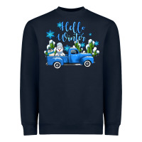 Navy hello winter with sniwman and  truck Heavyweight Sweatshirt - AdoDesignShop
