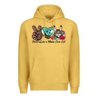 Antique Gold peace love maine coon cat Premium Hoodie - LillyAllenDesigns