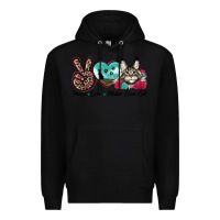 Black peace love maine coon cat Premium Hoodie - LillyAllenDesigns