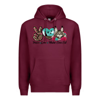 Burgundy peace love maine coon cat Premium Hoodie - LillyAllenDesigns