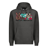 Charcoal Heather peace love maine coon cat Premium Hoodie - LillyAllenDesigns