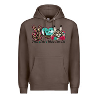 Coffee peace love maine coon cat Premium Hoodie - LillyAllenDesigns