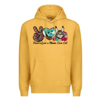 Mustard peace love maine coon cat Premium Hoodie - LillyAllenDesigns