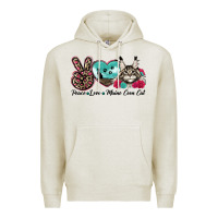 Oatmeal Heather peace love maine coon cat Premium Hoodie - LillyAllenDesigns