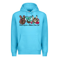 Ocean Blue peace love maine coon cat Premium Hoodie - LillyAllenDesigns