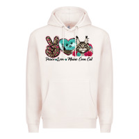 Pale Pink peace love maine coon cat Premium Hoodie - LillyAllenDesigns
