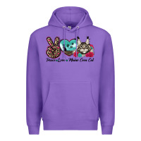 Purple peace love maine coon cat Premium Hoodie - LillyAllenDesigns