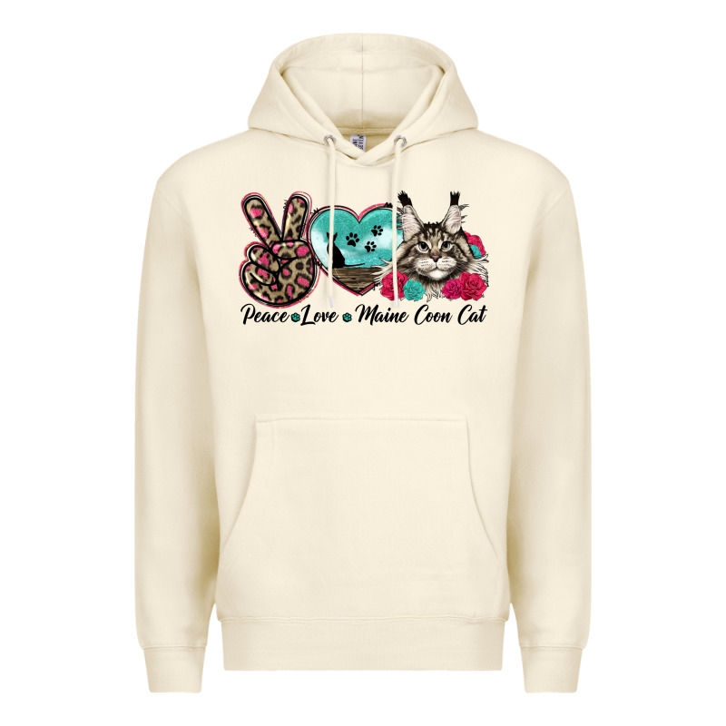 Peace Love Maine Coon Cat Premium Hoodie by LillyAllenDesigns | Teevron