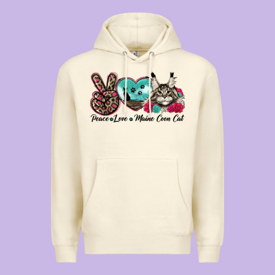 Peace Love Maine Coon Cat Premium Hoodie Designed By Lillyallendesigns
