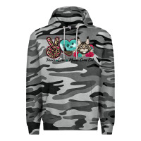 Slate Camo peace love maine coon cat Premium Hoodie - LillyAllenDesigns