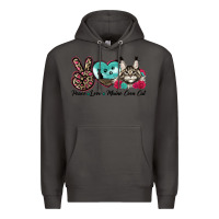 Smoke peace love maine coon cat Premium Hoodie - LillyAllenDesigns